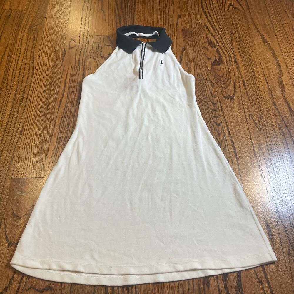 Ralph Lauren Vintage Halter Neck Cloth Quarter-Zip Sleeveless Tennis Dress